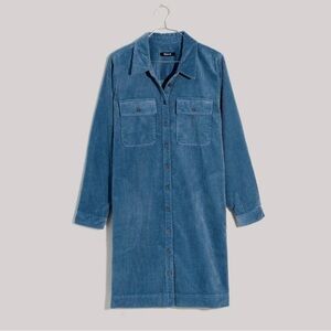 Madewell Blue Corduroy Mini Shirtdress